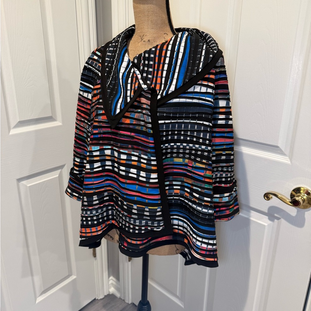 Joseph Ribkoff Multi-Color Striped Jacket Top. - Picture 6 of 8